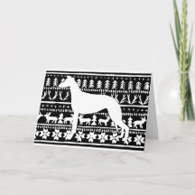 Fairisle Sighthound  Christmas Linocut