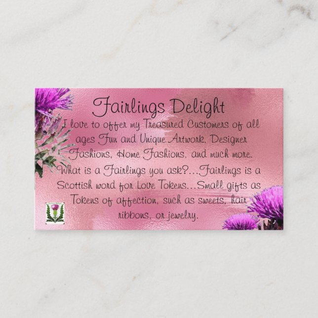 Fairlings Delight's Reg. Business Card 53086 (Front)