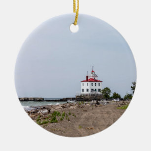 Fairport Harbour West Breakwater Lighthouse Ceramic Tree Decoration