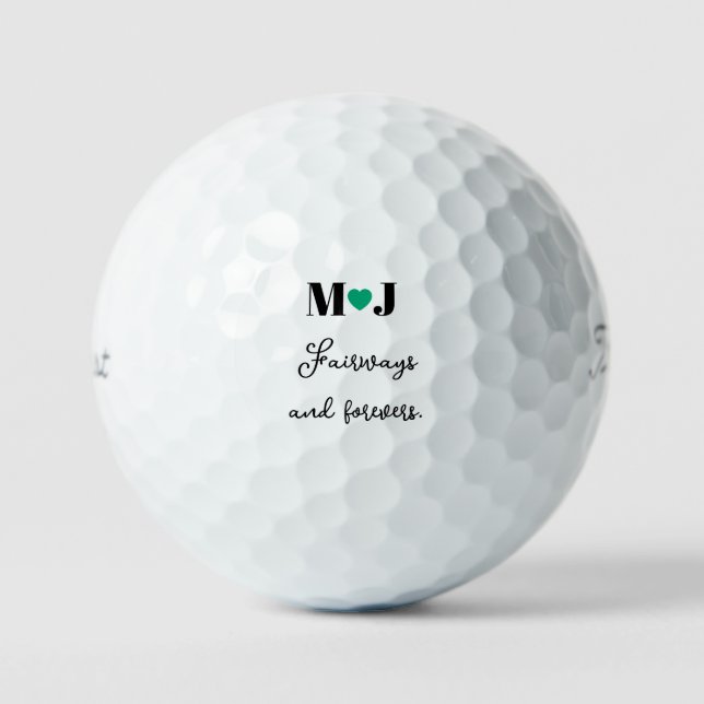 'Fairways and Forevers' Golf Course Wedding Favour Balls (Front)