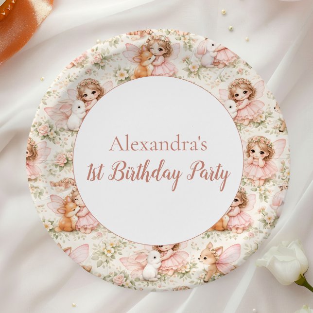 Fairy 1st Birthday Enchanted Garden Paper Plate (Creator Uploaded)