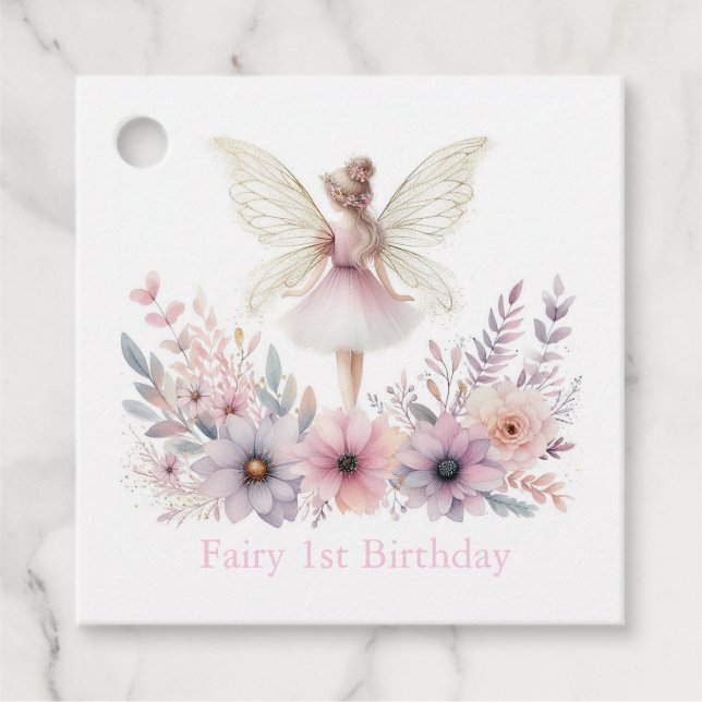 Fairy 1st Birthday Favour Tags (Front)