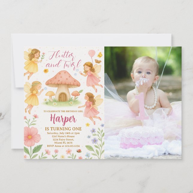 Fairy 1st Birthday Invitation (Front)