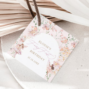 Fairy 1st Pink Floral Girls Birthday Favour Tags