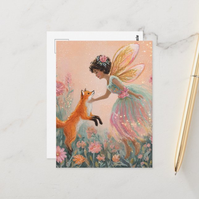 Fairy and a Red Fox Postcard (Front/Back In Situ)