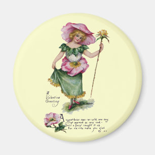 Fairy and Brier Rose Vintage Valentine Magnet