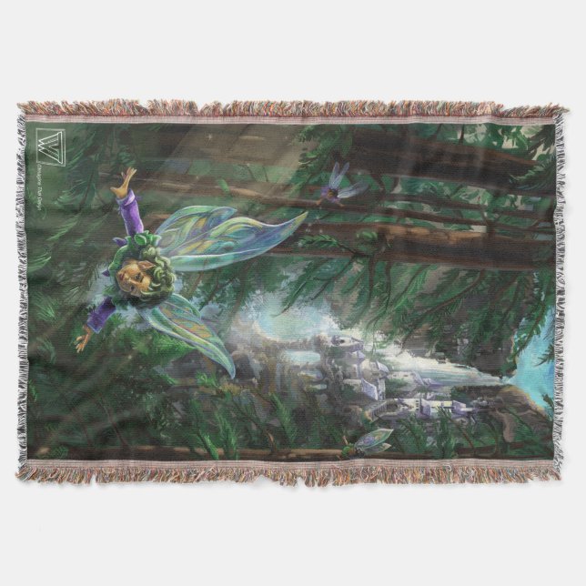 Fairy and Castles Fantasy Art Throw Blanket (Front)