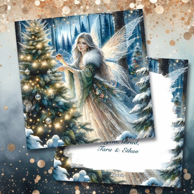  Fairy and Christmas Tree In the Enchanted Forest Holiday Card (Creator Uploaded)