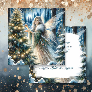Fairy and Christmas Tree In the Enchanted Forest Holiday Card