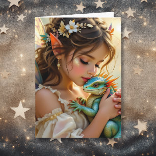 Fairy and Dragon Mystical Girl's Birthday Card