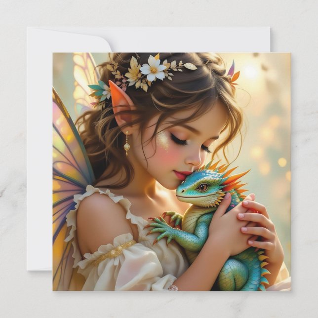 Fairy and Dragon Mystical Girl's   Card (Front)