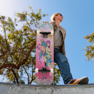 Fairy and Dragon On Pink Dd Brand Skateboard
