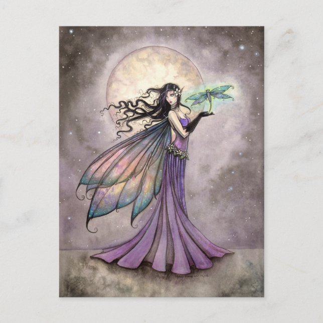 Fairy and Dragonfly Mystical Fantasy Art Postcard (Front)