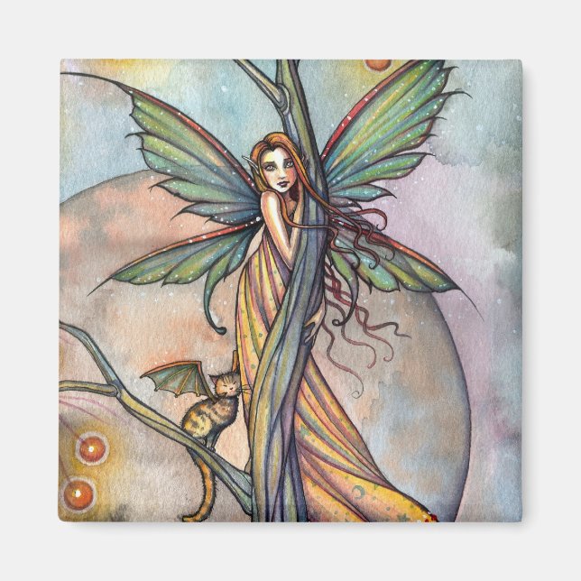 Fairy and Fairy Cat Magnet by Molly Harrison (Front)