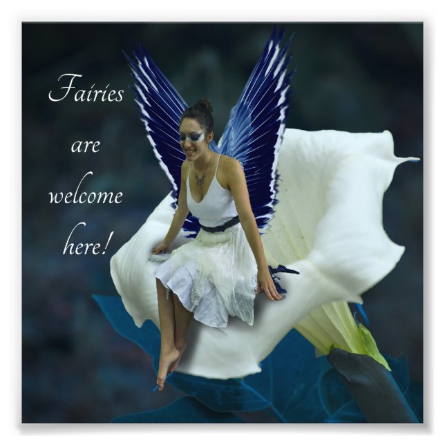 Fairy and Flower "Fairies are Welcome Here" Print (Front)