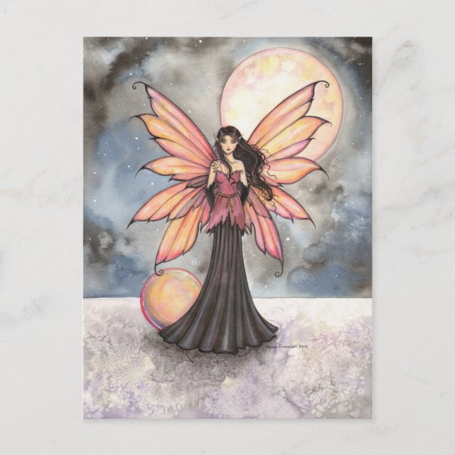 Fairy and Full Moon Fantasy Art Postcard (Front)