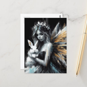 Fairy and her Bunny Glitch Postcard