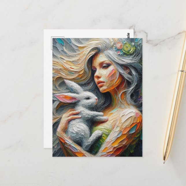 Fairy and her Bunny  Postcard (Front/Back In Situ)