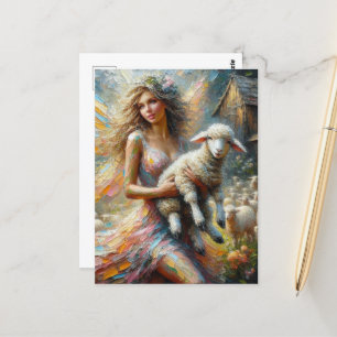 Fairy and her Lamb Postcard