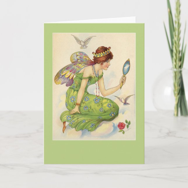 Fairy and Her Looking Glass Card (Front)