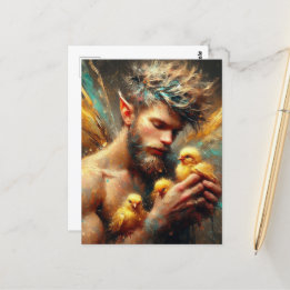 Fairy and his Buff Chicks Postcard