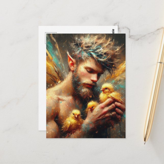 Fairy and his Buff Chicks Postcard (Front/Back In Situ)