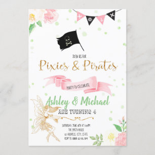 Fairy and pirate party invitation