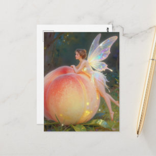 Fairy and the peach postcard