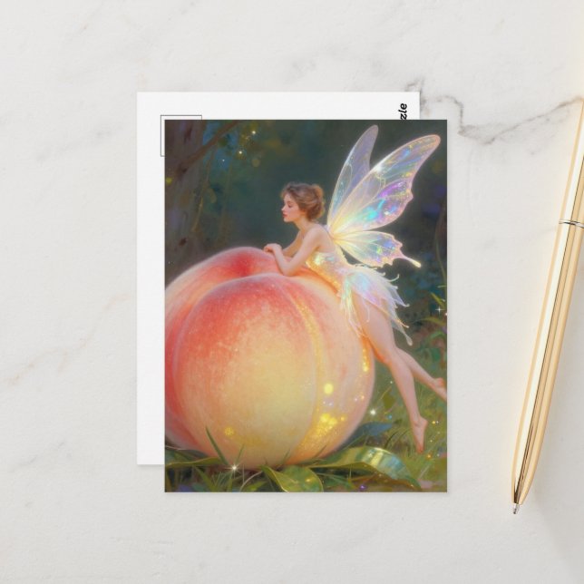 Fairy  and the peach postcard (Front/Back In Situ)