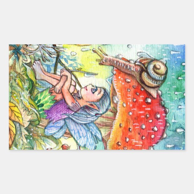 Fairy and the Snail Rectangular Sticker (Front)