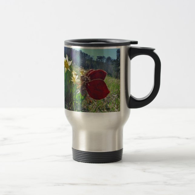 Fairy and yellow flowers travel mug (Right)