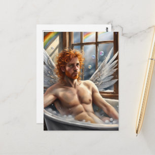 Fairy Angel Man Red Hair in the Bubblebath Postcard