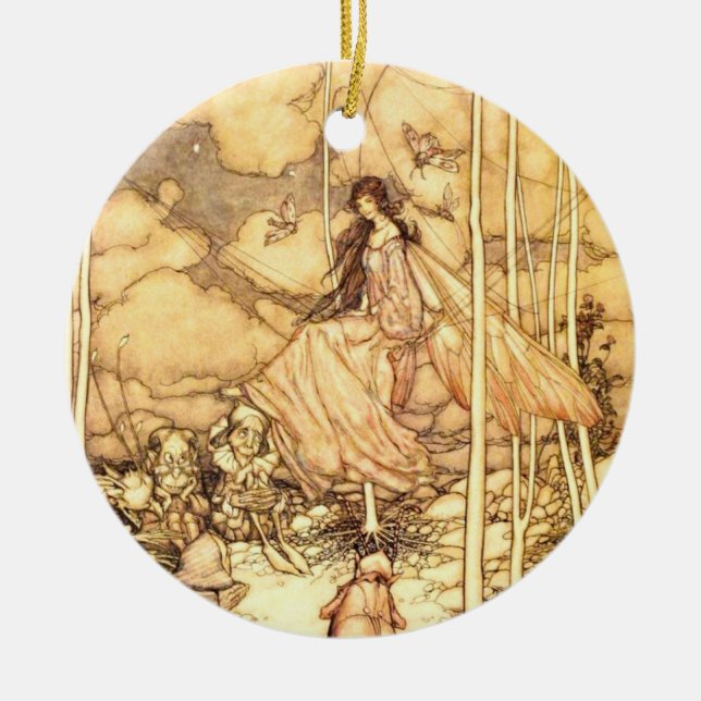 Fairy Arthur Rackham Ceramic Tree Decoration (Front)