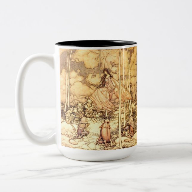 Fairy Arthur Rackham Two-Tone Coffee Mug (Left)