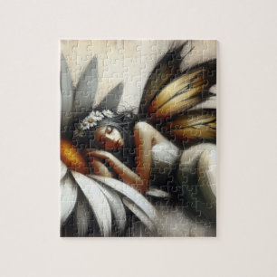 Fairy Asleep on a Daisy Flower Jigsaw Puzzle