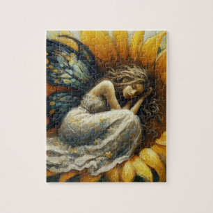 Fairy Asleep on a Sunflower Jigsaw Puzzle