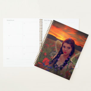Fairy at Sunset in a field of poppies Fantasy Art Planner