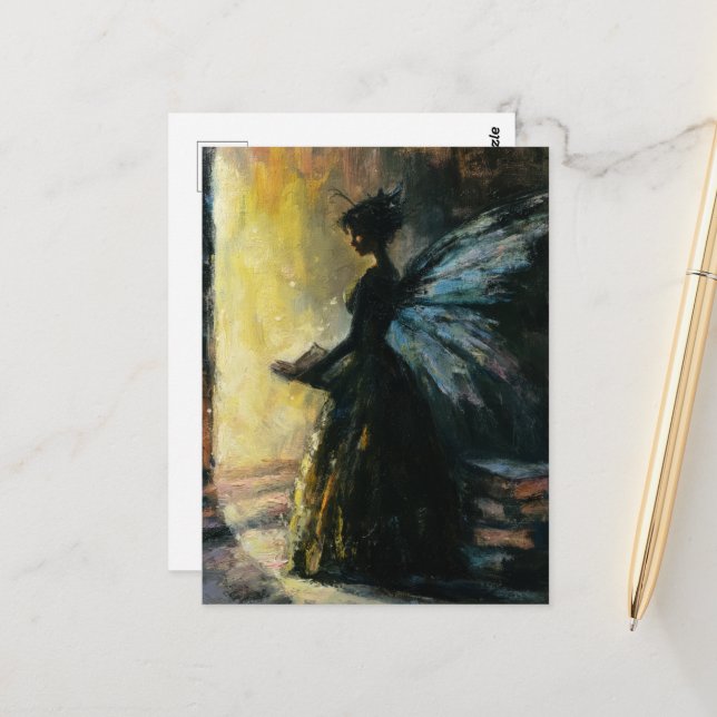 Fairy at the Doorway Fantasy Postcard (Front/Back In Situ)