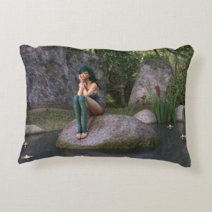 Fairy at the Enchanted Pond Accent Pillow