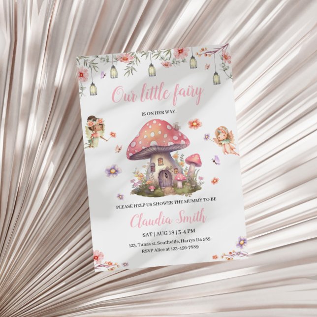 Fairy Baby Shower Pink Lavender Flower Invitation (Creator Uploaded)