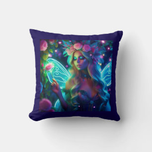 fairy beautiful and neon with flowers cushion