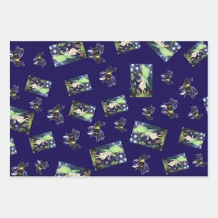 Fairy Bee Kind Maureen Girard Wildflowers Wrapping Paper Sheet