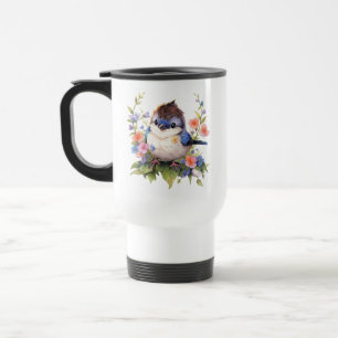 Fairy Bird Flowers watercolor Clipart-73610 Travel Mug