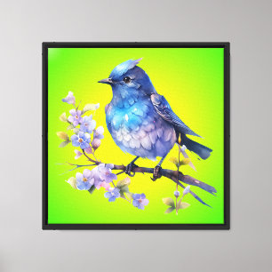 Fairy Bird Flowers watercolor Clipart-73611 Canvas Print