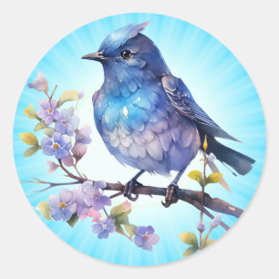 Fairy Bird Flowers watercolor Clipart-73611 Classic Round Sticker