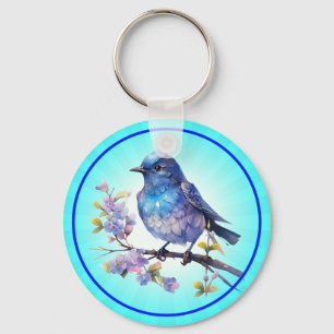 Fairy Bird Flowers watercolor Clipart-73611 Key Ring