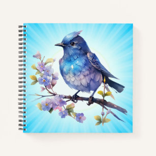 Fairy Bird Flowers watercolor Clipart-73611 Notebook