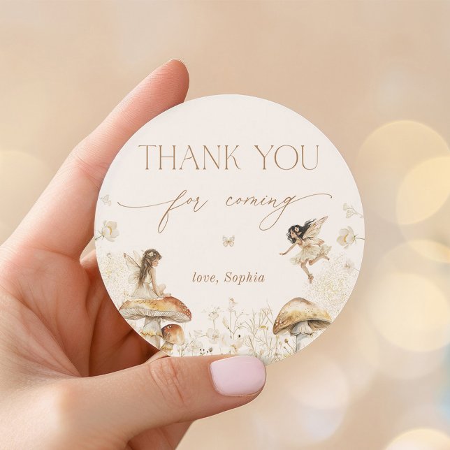 Fairy Birthday Boho Thank You  Classic Round Sticker (Creator Uploaded)