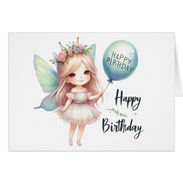 Fairy Birthday Card (Front Horizontal)