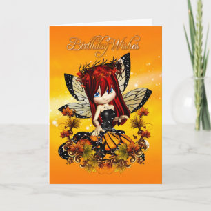 fairy birthday card - birthday wishes autumn colou